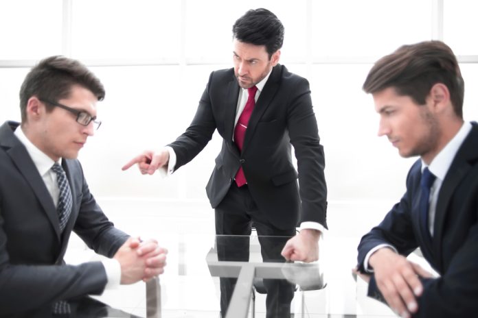 Strict,Businessman,Scolds,Unprofessional,Employee.