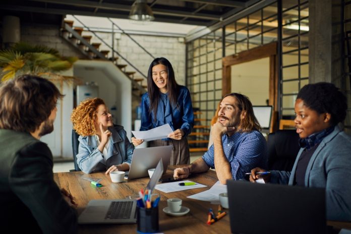 Multicultural,Team,Working,Together,In,Modern,Office,Space